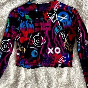 SHEIN EZwear - Letter and Graphic Scallop Trim Tee 💜💗